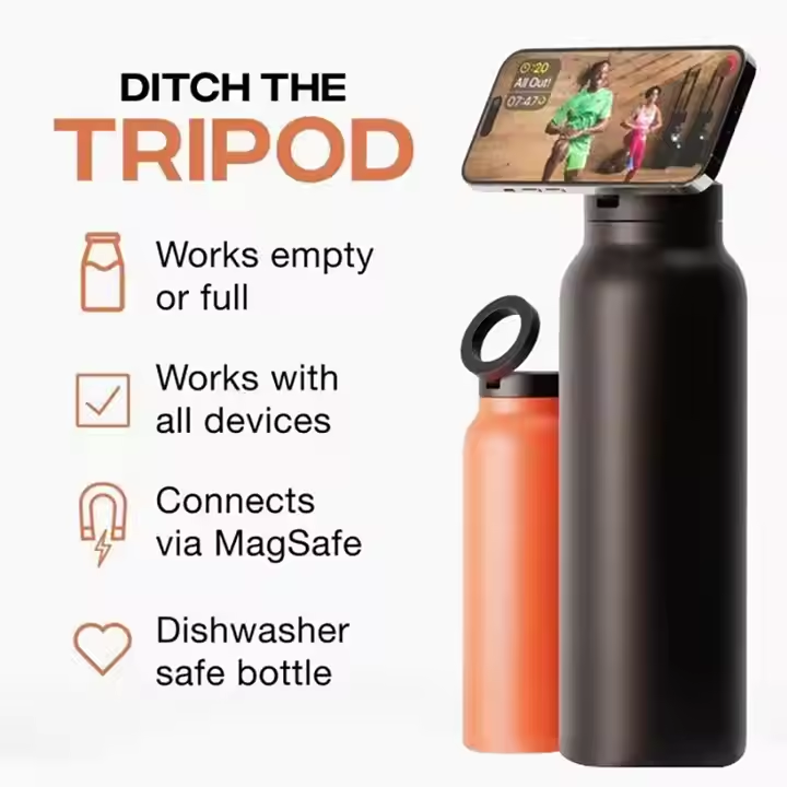Magnetic Phone Holder Stand Vacuum Flask