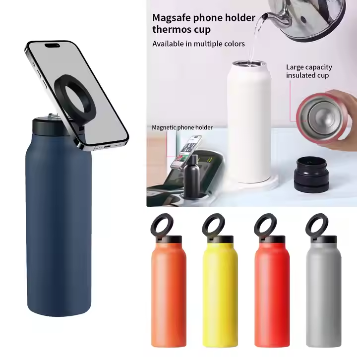 Magnetic Phone Holder Stand Vacuum Flask