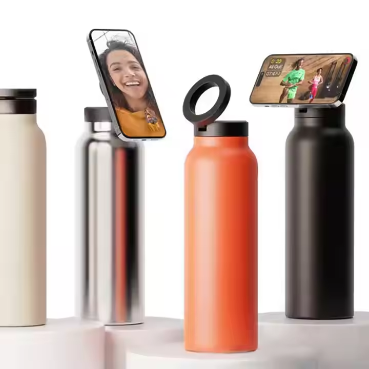 Magnetic Phone Holder Stand Vacuum Flask